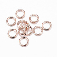 304 Stainless Steel Jump Rings, Open Jump Rings, Rose Gold, 18 Gauge, 6x1mm, Inner Diameter: 4mm(STAS-H400-66RG)