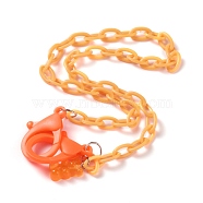 Personalized ABS Plastic Cable Chain Necklaces, Eyeglass Chains, Handbag Chains, with Plastic Lobster Claw Clasps and Resin Bear Pendants, Coral, 19-1/8 inch(48.5cm)(NJEW-JN03220-02)