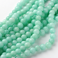 Natural & Dyed Jade Beads Strands, Imitation Amazonite, Round, 8mm, Hole: 1mm, 15~16 inch(X-GSR055)