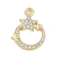 Rack Plating Alloy Micro Pave Rhinestone Pendants, Star, Golden, 19.5x15x2mm, Hole: 1.8mm(FIND-K020-05G)