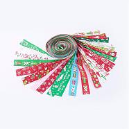 Printed Polyester Grosgrain Ribbon For Christmas, Mixed Color, 1 inch(25mm), about 1m/strand, 24strand/set(SRIB-X0002-01)