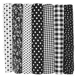Printed Cotton Fabric, for Patchwork, Sewing Tissue to Patchwork, Quilting, Flower/Polka Dot/Tartan/Heart/Star Pattern, Gray, 50x50cm, 7pcs/set(FABR-PW0001-046A-05)