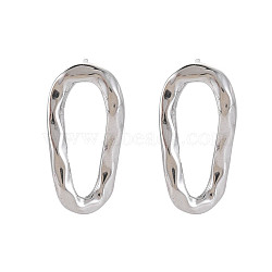 304 Stainless Steel Twist Oval Stud Earrings for Women, Stainless Steel Color, 25.5x13mm, Pin: 0.7mm(EJEW-N016-020P)