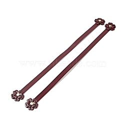 Sakura Flower End Cowhide Leather Sew On Bag Handles, with Brass Findings, Bag Strap Replacement Accessories, Dark Red, 44.9x3.75x0.75cm, Hole: 1.8mm(FIND-D027-18A)