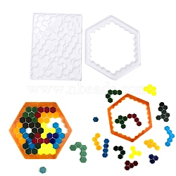 DIY Toy for Children Silicone Molds, Resin Casting Molds, For UV Resin, Epoxy Resin Craft Making, Polygon, White, 197x146x6.5mm, Inner Diameter: 20~79.5X20~51mm(DIY-C033-04)