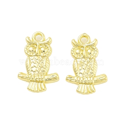 Rack Plating Alloy Pendants, Electroplate Nickel Cadmium Free & Lead Free, Owl, Real 18K Gold Plated, 19x12.5x3mm, Hole: 1.8mm(FIND-Q108-01G)