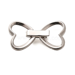 925 Sterling Silver Fold Over Clasps, Bowknot, Real Platinum Plated, 21x11x3mm(STER-B006-04P)