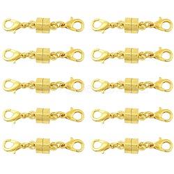 12Sets Brass Magnetic Clasps Converter, with Lobster Claw Clasps, Column, Golden, 33x6mm(KK-FS0001-95G)