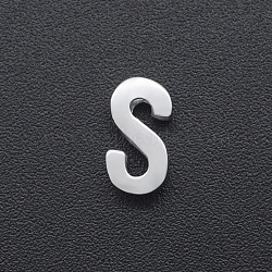 Non-Tarnish 201 Stainless Steel Charms, for Simple Necklaces Making, Laser Cut, Letter, Stainless Steel Color, Letter.S, 8.5x4.5x3mm, Hole: 1.8mm(STAS-R109-JA433-S-1)