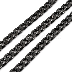 PVD Vacuum Plating 304 Stainless Steel Cuban Link Chains, Unwelded, with Spool, Electrophoresis Black, 7x5x1.5mm, about 32.81 Feet(10m)/Roll(CHS-K016-02A-EB)