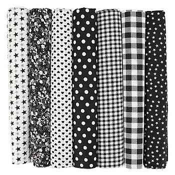 Printed Cotton Fabric, for Patchwork, Sewing Tissue to Patchwork, Quilting, Flower/Polka Dot/Tartan/Heart/Star Pattern, Gray, 50x50cm, 7pcs/set
