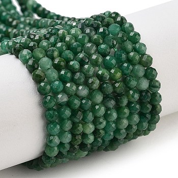 Natural African Jade Beads Strands, Faceted, Grade AA, Round, 3.5~3.8mm, Hole: 0.7mm, about 111~128pcs/strand, 15.16~15.39''(38.5~39.1cm)