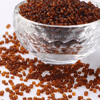 (Repacking Service Available) Glass Seed Beads, Frosted Colors, Round, Coconut Brown, 12/0, 2mm, about 12g/bag