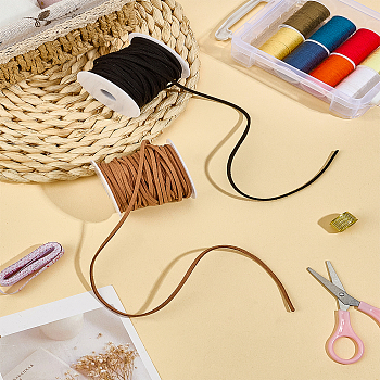 36m 2 Colors Flat Faux Suede Cords, Faux Suede Lace, with 2Pcs Plastic Empty Spools, Mixed Color, 2.7x1.4mm, 18m/color
