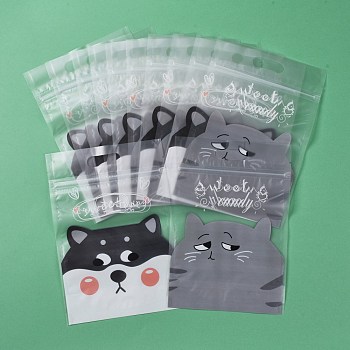 Plastic Zipper Bags, Rectangle, for Chocolate, Candy, Cookies, Dog Pattern, 22.7x15.5x0.15cm, about 50pcs/bag