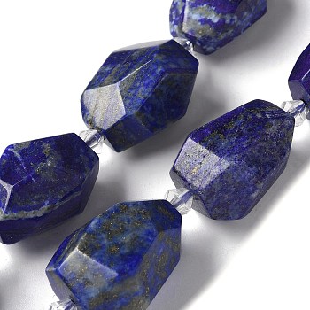 Natural Lapis Lazuli Beads Strands, Faceted, Nuggets, 16.5~27.5x9.5~21.5x9.5~21.5mm, Hole: 2mm, about 12~15pcs/strand, 15.16~15.75''(38.5~40cm)