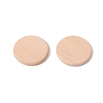 Unfinished Natural Beech Wood Cabochons, Flat Round, BurlyWood, 30.5x3.5mm