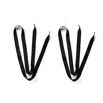 Flat Smooth Polyester Satin Shoelaces, for Shoe Accessories, Black, 1210x20mm, 2pcs/pair