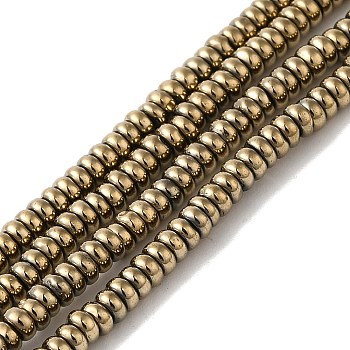 Electroplated Synthetic Non-magnetic Hematite Beads Strands, Rondelle, Antique Bronze Plated, 3x1.5mm, Hole: 1mm, about 271pcs/strand, 15.94''(40.5cm)