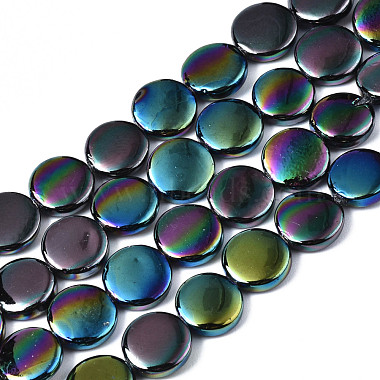 Blue Flat Round Freshwater Shell Beads