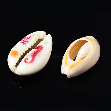 Printed Natural Cowrie Shell Beads(SSHEL-N032-33)-3