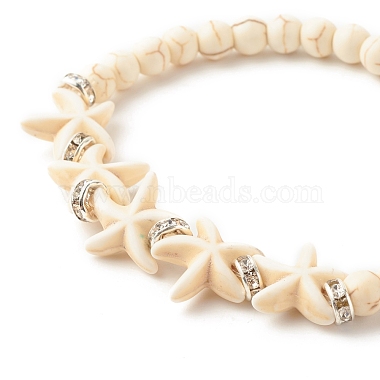 Synthetic Turquoise Starfish Stretch Bracelet(BJEW-JB07702-04)-4