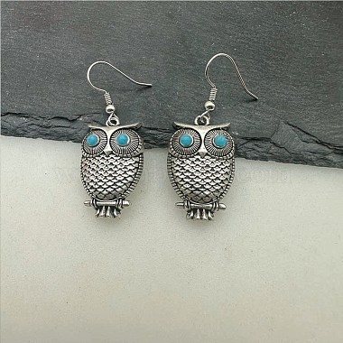 Light Blue Owl Alloy Earrings