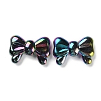 UV Plated Acrylic Beads, Iridescent, Bowknot, Black, 20x29x8.5mm, Hole: 3.3mm(SACR-C003-01A)