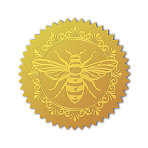 Self Adhesive Gold Foil Embossed Stickers, Medal Decoration Sticker, Bees, 5x5cm, 4pcs/sheet(DIY-WH0211-364)