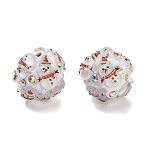 Christmas Theme Polymer Clay Rhinestone Beads with Resin, for DIY Jewelry & Pen Decorations, Snowman, 18~19x19~20x19~20mm, Hole: 2mm(X-RESI-Z045-01D)