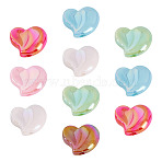 10Pcs UV Plating Opaque Acrylic Beads, Iridescent, Heart, Mixed Color, 16.5x20x9mm, Hole: 2.6mm(OACR-TA0004-07)