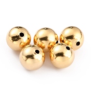 Brass Beads, Long-Lasting Plated, Round, Real 24K Gold Plated, 10mm, Hole: 1.6mm(KK-O133-011C-G)