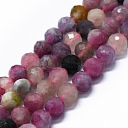 Natural Plum Blossom Tourmaline Beads Strands, Faceted(64 Facets), Round, 6mm, Hole: 0.8mm, about 62~67pcs/strand, 15.16~15.55 inch(38.5~39.5cm)(G-G927-22A)