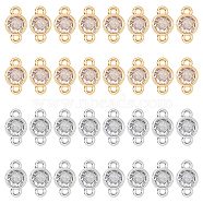 32Pcs 2 Colors Eco-Friendly Rack Plating Brass Pave Clear Cubic Zirconia Connector Charms, Long-Lasting Plated, Flat Round, Mixed Color, 6x10.5~11x3mm, Hole: 1.2mm, 16pcs/color(KK-FH0007-31)