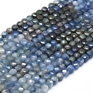 Natural Kyanite/Cyanite/Disthene Beads Strands, Faceted, Square, 4x4x4mm, Hole: 0.7mm, about 80pcs/strand, 15.55 inch(39.5cm)(G-D0013-28)