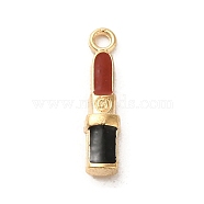 Alloy Enamel Pendants, Light Gold, Lipstick Charm, Black, 19x4x3mm, Hole: 1.6mm(ENAM-E064-11KCG)