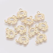 Brass Charms, Elephant, Nickel Free, Real 18K Gold Plated, 11.5x13x1mm, Hole: 1mm(X-KK-T020-102G)