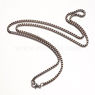 Iron Necklace Making, Box Chain, with Alloy Lobster Clasp, Gunmetal, 24.72 inch (MAK-K002-36B)