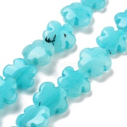 Natural Flower Amazonite Beads Strands, Dyed, Flower, 16x16x6mm, Hole: 1.4mm, about 25pcs/strand, 14.57~14.96 inch(37~38cm)(G-F769-T01-01)