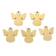 Vacuum Plating 304 Stainless Steel Charms, Laser Cut, Angel, Golden, 15x15x1mm, Hole: 1.2mm(X-STAS-N092-10G)