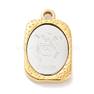 304 Stainless Steel Pendants, Rectangle with Twelve Constellations Charm, Golden & Stainless Steel Color, Cancer, 23x14.5x3mm, Hole: 2mm(STAS-F303-A04)