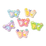 Opaque Resin Pendants, Butterfly with flowers, Mixed Color, 16.5x25x6.5mm(CRES-R457-04)