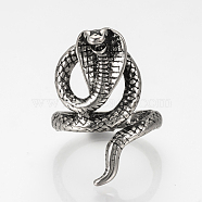 Alloy Finger Rings, Wide Band Rings, Snake, Antique Silver, Size 9, 19mm(RJEW-Q159-09)