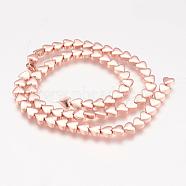 Electroplate Non-magnetic Synthetic Hematite Beads Strands, Heart, Rose Gold Plated, 6x6x3mm, Hole: 0.9mm, about 74pcs/strand, 15.9 inch(G-K210-05)