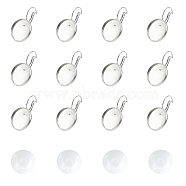DIY Earring Making Kits, with 304 Stainless Steel Leverback Earring Findings and Transparent Glass Cabochons, Stainless Steel Color, Earring Findings: 28x18mm, Pin: 0.8mm, 30pcs/box(STAS-UN0006-19P)