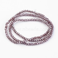 Electroplate Glass Bead Strands, Pearl Luster Plated, Faceted, Rondelle, Old Rose, 3x2mm, Hole: 1mm, about 165~169pcs/strand, 15~16 inch(38~40cm)(EGLA-G014-2mm-PL-C01)