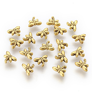 Tibetan Style Alloy Beads, Lead Free & Cadmium Free, Dragonfly, Antique Golden, Size: about 8.2mm wide, Hole: 1mm(X-GAB45)