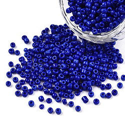 Glass Seed Beads, Opaque Colours Seed, Small Craft Beads for DIY Jewelry Making, Round, Blue, 2mm, Hole:1mm, about 30000pcs/pound(SEED-A010-2mm-48)