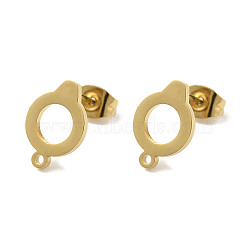 Ion Plating(IP) 304 Stainless Steel Stud Earring Findings, Flat Round, Golden, 12x8.5mm, Hole: 1.2mm, Pin: 0.7x11mm(STAS-I206-55G)