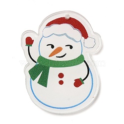 Christmas Theme Opaque Acrylic Pendants, Snowman, 39.5x30.5x1.8mm, Hole: 1.6mm(SACR-Z004-04B)